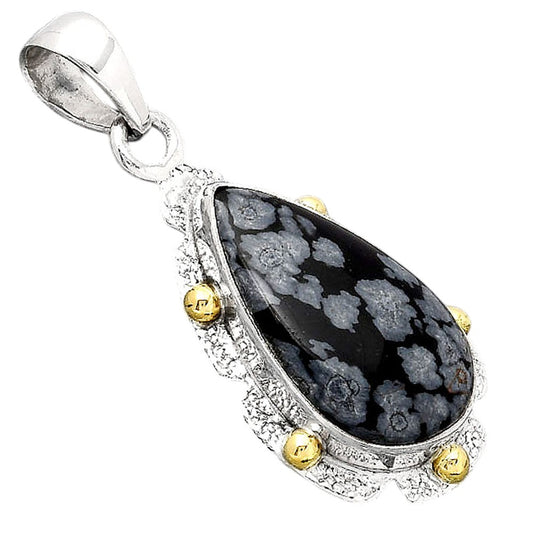Natural Snow Flake Obsidian Pendant P-1485 SDP154627