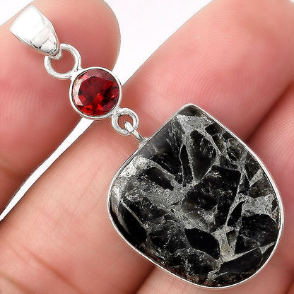 Obsidian And Zinc and Garnet Pendant P-1098 SDP154710