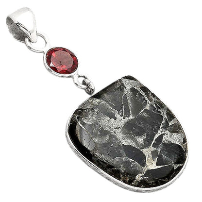 Obsidian And Zinc and Garnet Pendant P-1098 SDP154710