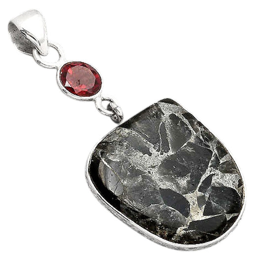 Obsidian And Zinc and Garnet Pendant P-1098 SDP154710