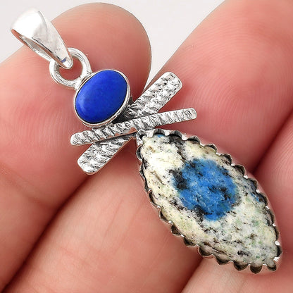 K2 Blue - Azurite In Quartz and Lapis Pendant P-1268 SDP154725