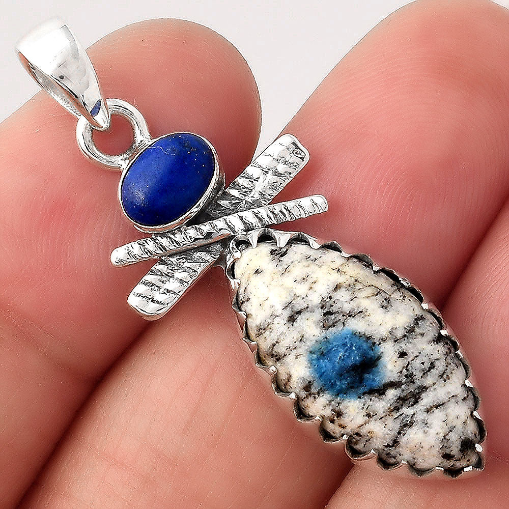 K2 Blue - Azurite In Quartz and Lapis Pendant P-1268 SDP154727