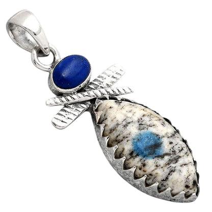 K2 Blue - Azurite In Quartz and Lapis Pendant P-1268 SDP154727
