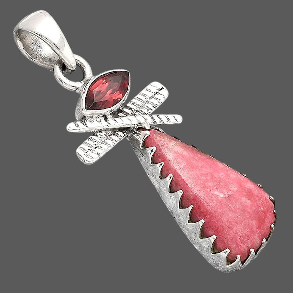 Pink Thulite - Norway and Garnet Pendant P-1268 SDP154730