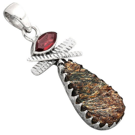 Astrophyllite Druzy Russia and Garnet Pendant P-1268 SDP154732