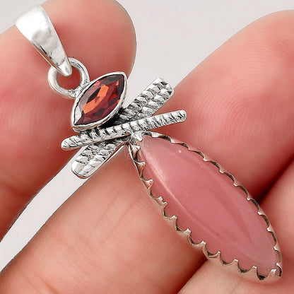 Guava Quartz - Brazil and Garnet Pendant P-1268 SDP154733