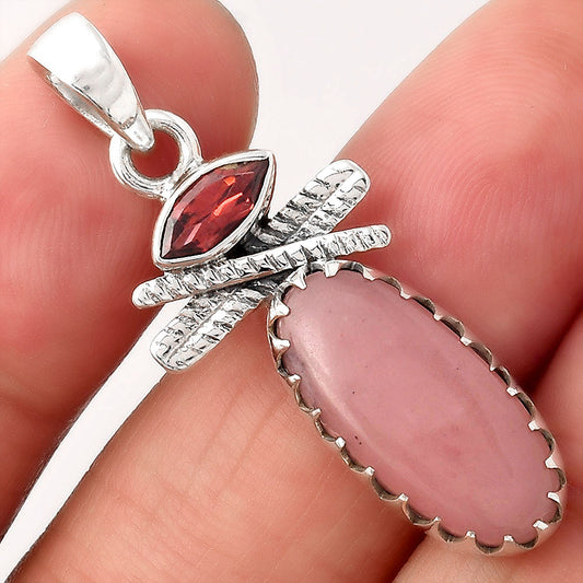 Guava Quartz - Brazil and Garnet Pendant P-1268 SDP154734