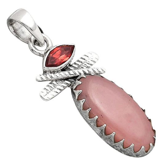 Guava Quartz - Brazil and Garnet Pendant P-1268 SDP154734