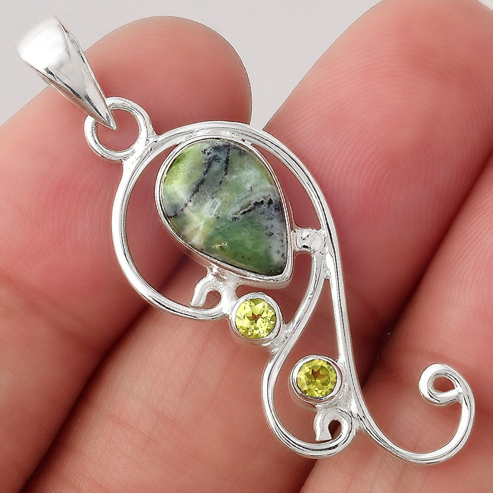 Dendritic Chrysoprase - Africa and Peridot Pendant P-1039 SDP154761