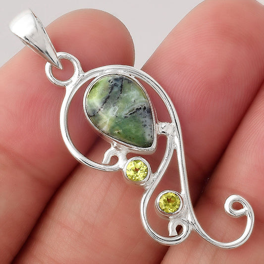 Dendritic Chrysoprase - Africa and Peridot Pendant P-1039 SDP154761