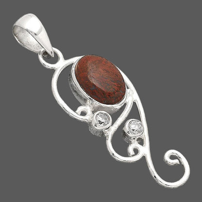 Red Moss Agate and White Zircon Pendant P-1039 SDP154763