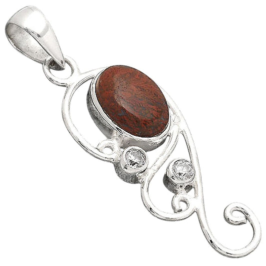 Red Moss Agate and White Zircon Pendant P-1039 SDP154763