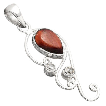 Red Tiger Eye and White Zircon Pendant P-1039 SDP154764