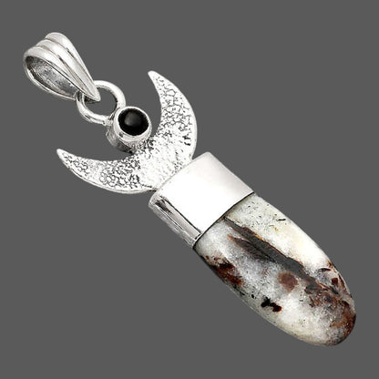 Crescent Moon - Astrophyllite and Black Onyx Pendant P-1453 SDP154775