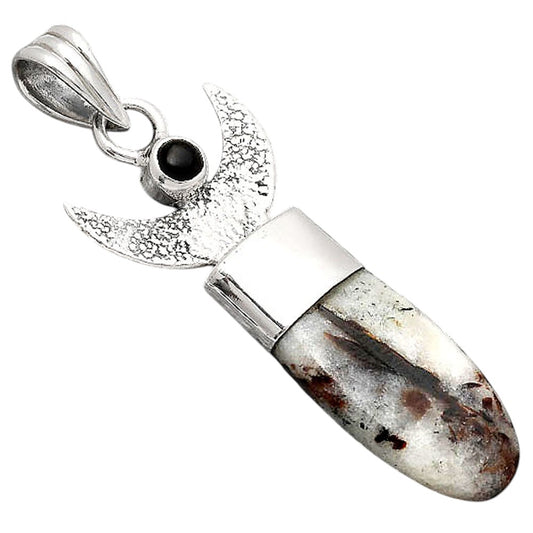 Crescent Moon - Astrophyllite and Black Onyx Pendant P-1453 SDP154775