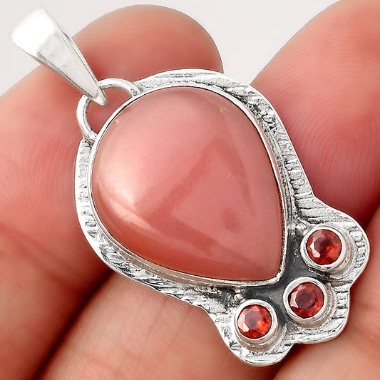 Guava Quartz - Brazil and Garnet Pendant P-1523 SDP154781