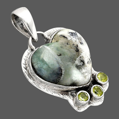 Heart Dendritic Chrysoprase Africa and Peridot Pendant P-1523 SDP154782