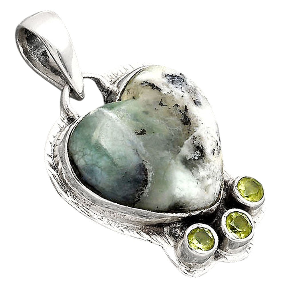 Heart Dendritic Chrysoprase Africa and Peridot Pendant P-1523 SDP154782