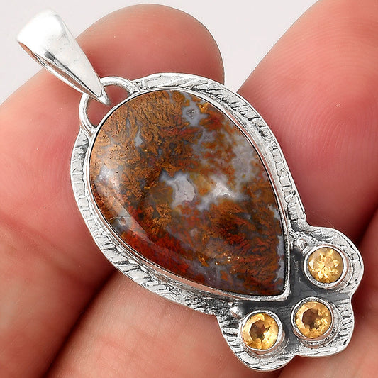 Natural Red Moss Agate and Citrine Pendant P-1523 SDP154784