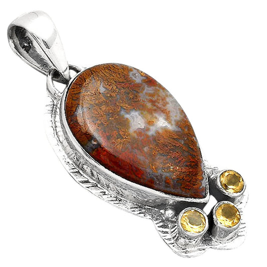 Natural Red Moss Agate and Citrine Pendant P-1523 SDP154784