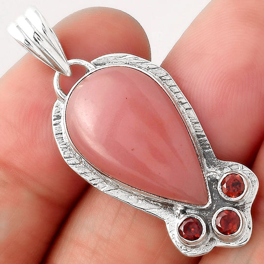 Guava Quartz - Brazil and Garnet Pendant P-1523 SDP154785