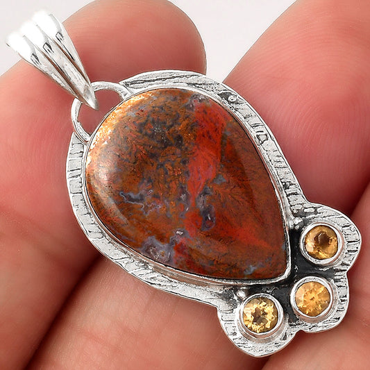 Natural Red Moss Agate and Citrine Pendant P-1523 SDP154787
