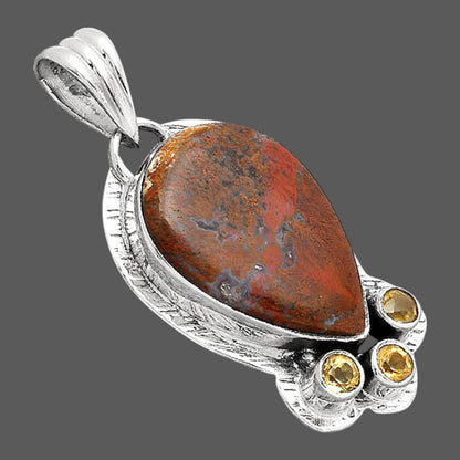Natural Red Moss Agate and Citrine Pendant P-1523 SDP154787