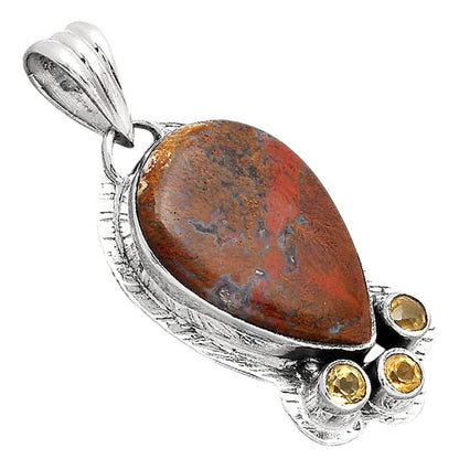 Natural Red Moss Agate and Citrine Pendant P-1523 SDP154787