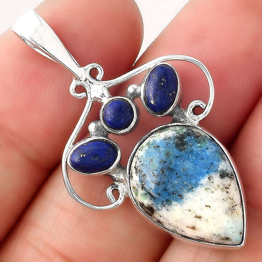 K2 Blue - Azurite In Quartz and Lapis Pendant P-1244 SDP154790