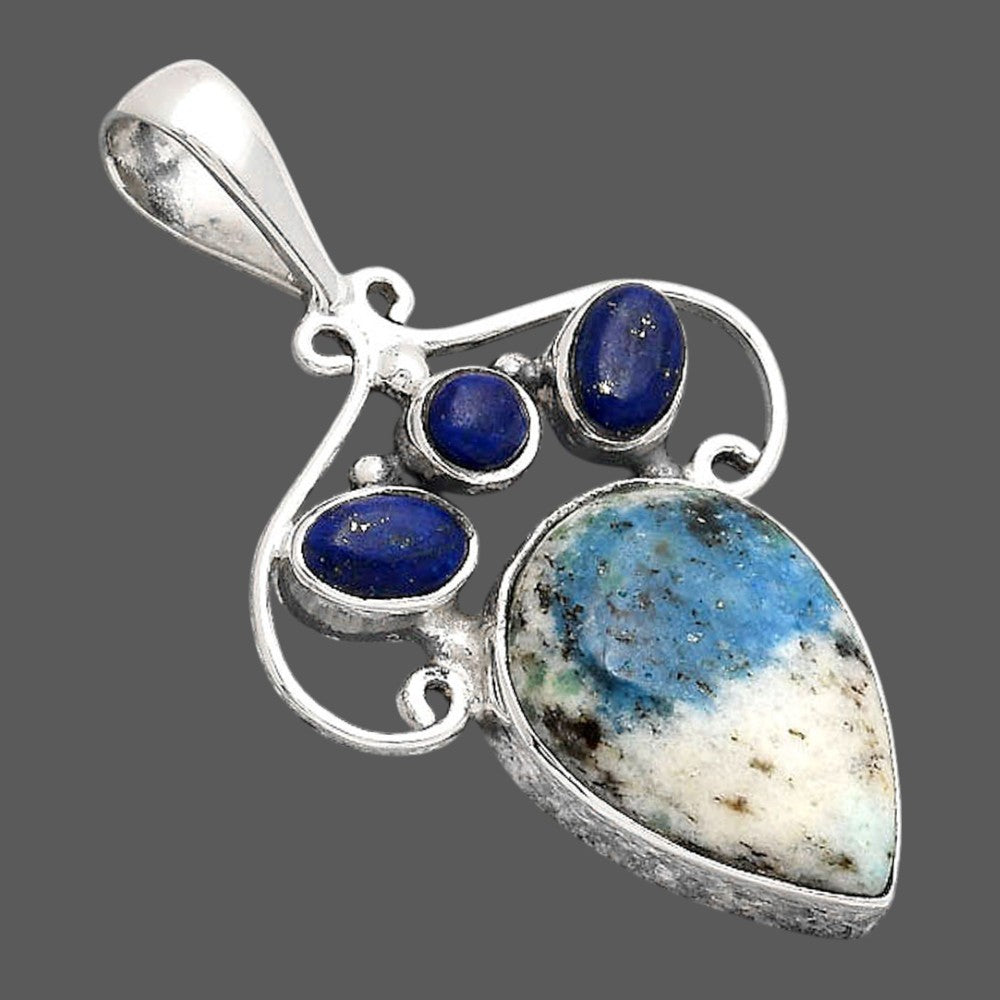 K2 Blue - Azurite In Quartz and Lapis Pendant P-1244 SDP154790