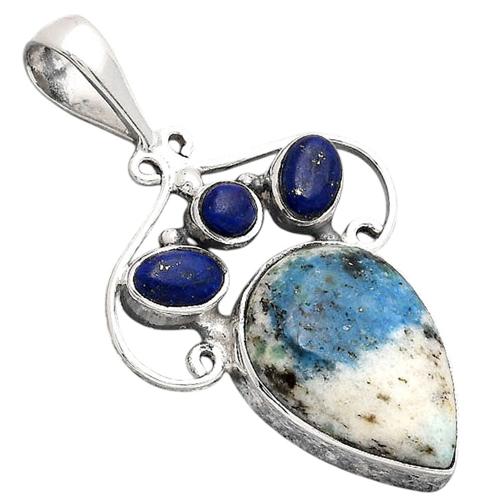 K2 Blue - Azurite In Quartz and Lapis Pendant P-1244 SDP154790