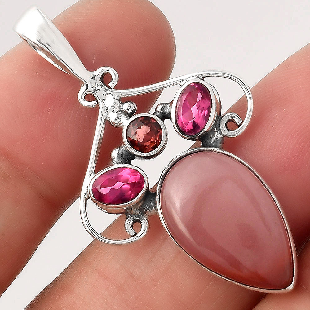 Guava Quartz - Brazil, Ruby & Garnet Pendant P-1244 SDP154791