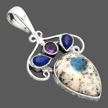 K2 Blue - Azurite In Quartz, Lapis & Amethyst Pendant P-1244 SDP154792