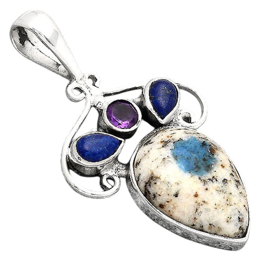 K2 Blue - Azurite In Quartz, Lapis & Amethyst Pendant P-1244 SDP154792
