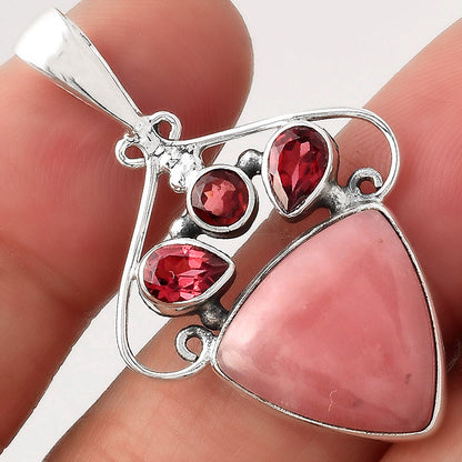 Guava Quartz - Brazil and Garnet Pendant P-1244 SDP154795