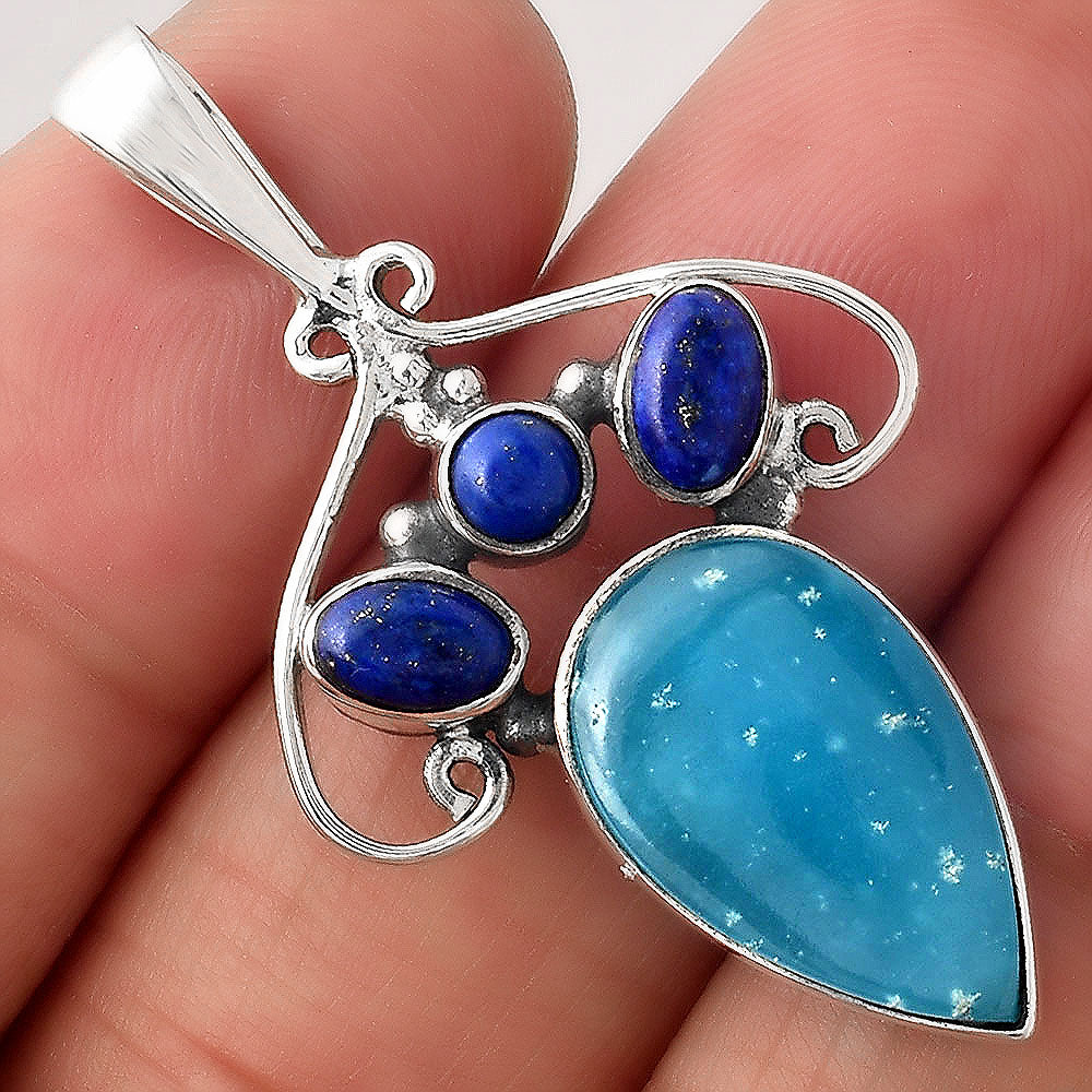 Natural Smithsonite and Lapis Pendant P-1244 SDP154796
