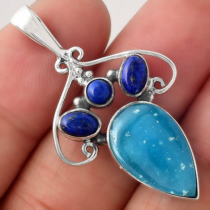 Natural Smithsonite and Lapis Pendant P-1244 SDP154796
