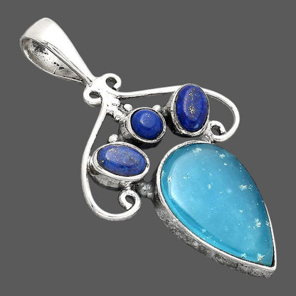 Natural Smithsonite and Lapis Pendant P-1244 SDP154796