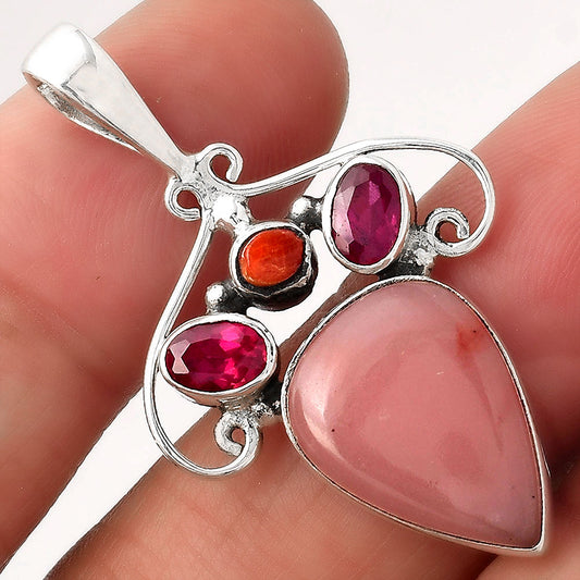 Guava Quartz - Brazil, Ruby & Coral Pendant P-1244 SDP154798
