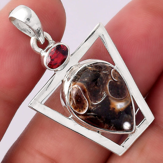 Turtella Jasper - USA and Garnet Pendant P-1502 SDP154872