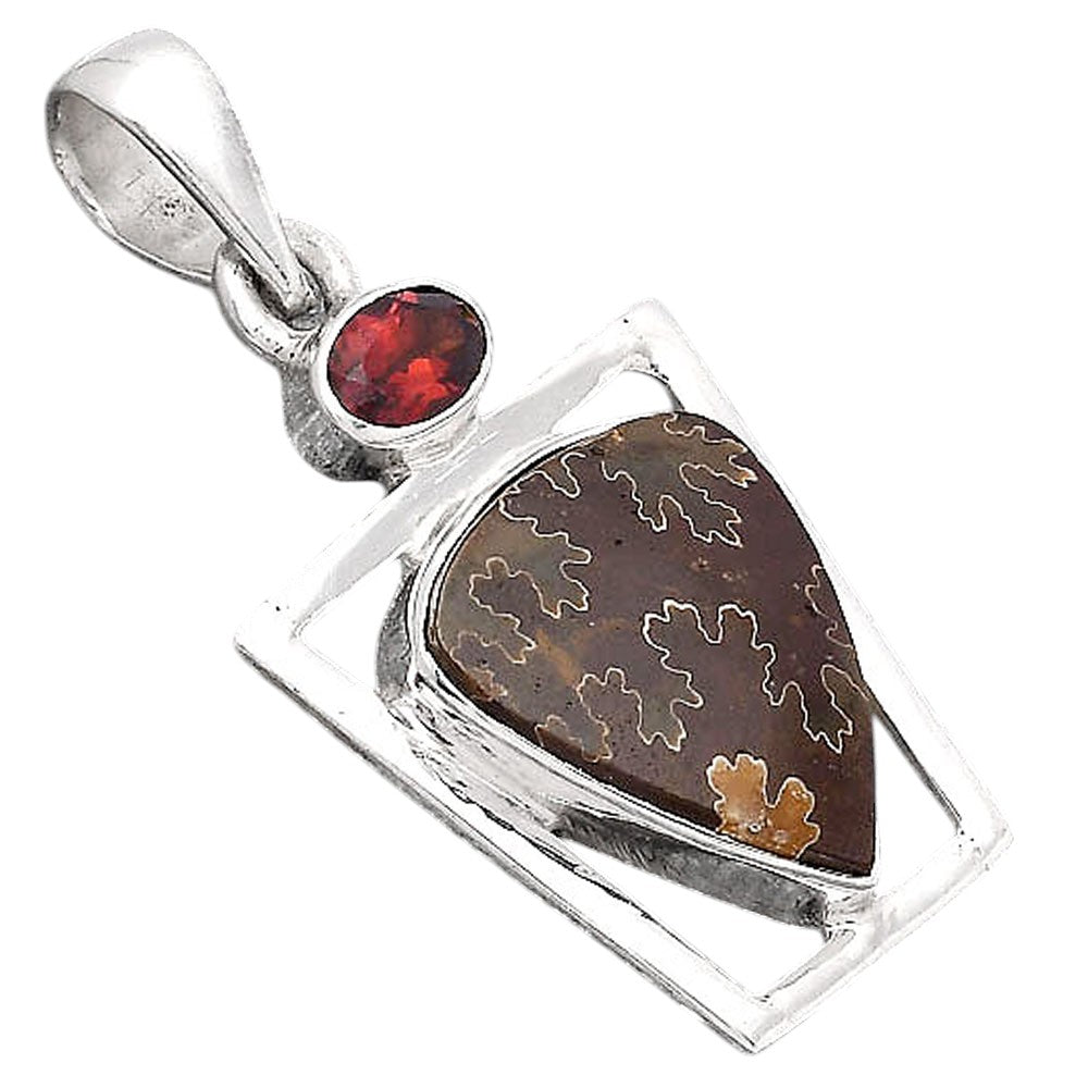 Natural Sutured Ammonite and Garnet Pendant P-1502 SDP154874