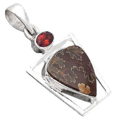 Natural Sutured Ammonite and Garnet Pendant P-1502 SDP154874