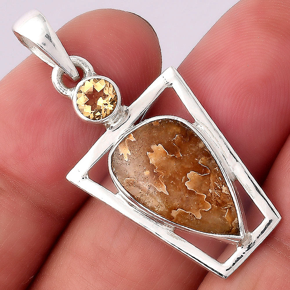 Natural Sutured Ammonite and Citrine Pendant P-1502 SDP154876