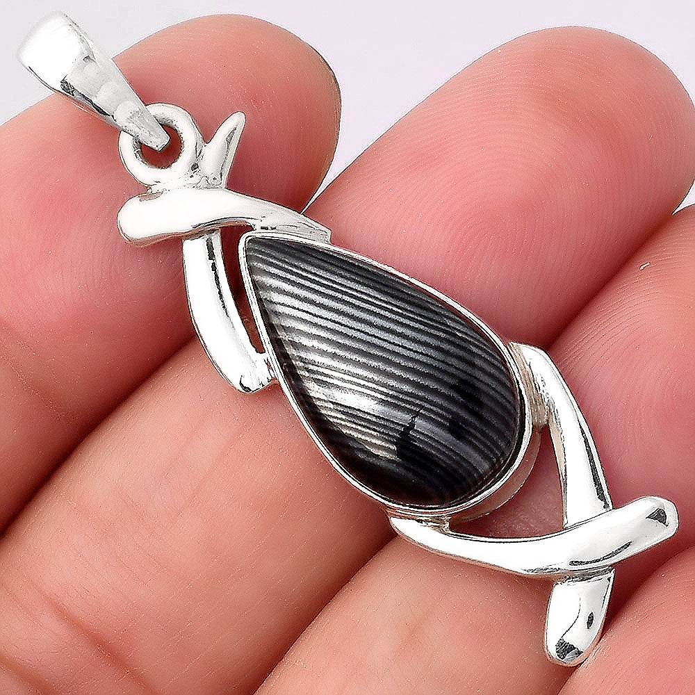 Crown Of Silver Psilomelane - Black Malachite Pendant P-1428 SDP154899