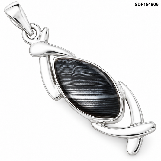 Crown Of Silver Psilomelane - Black Malachite Pendant P-1428 SDP154906