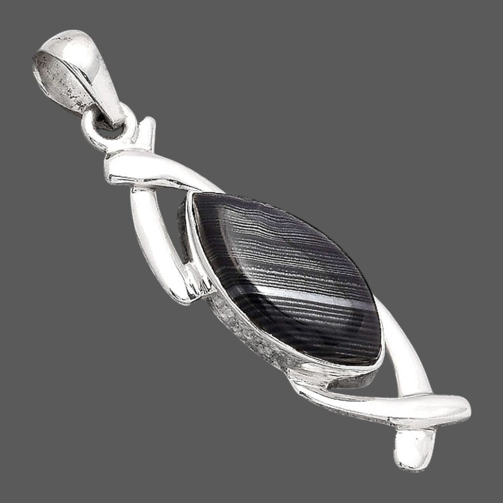 Crown Of Silver Psilomelane - Black Malachite Pendant P-1428 SDP154906