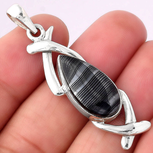 Crown Of Silver Psilomelane - Black Malachite Pendant P-1428 SDP154907