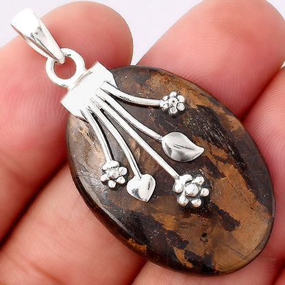 Floral - Natural Bronzite Pendant P-1647 SDP154922