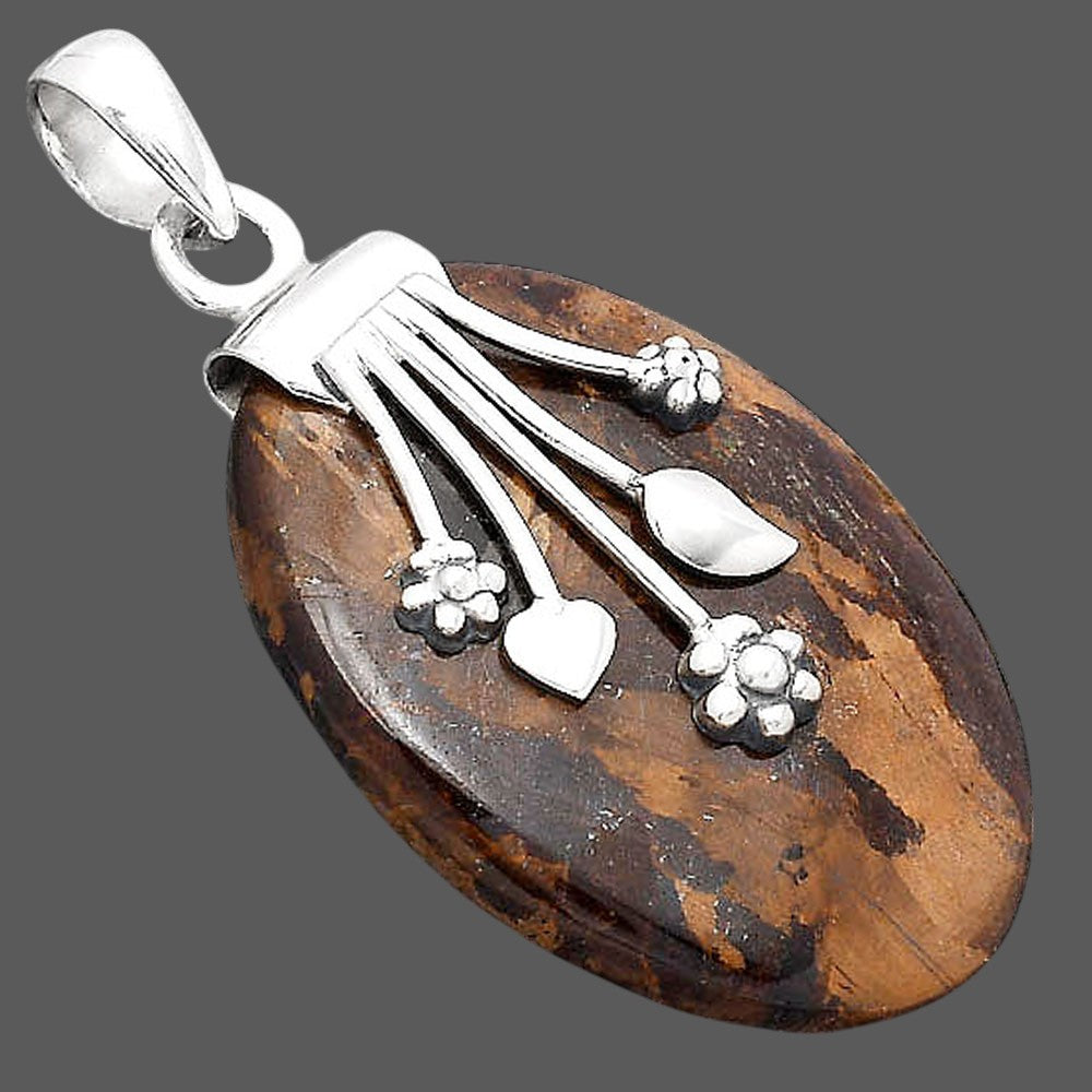 Floral - Natural Bronzite Pendant P-1647 SDP154922