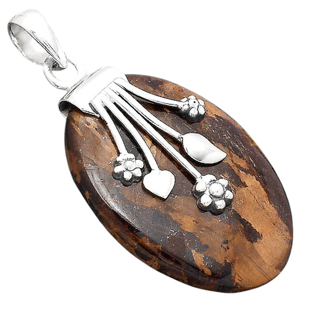 Floral - Natural Bronzite Pendant P-1647 SDP154922